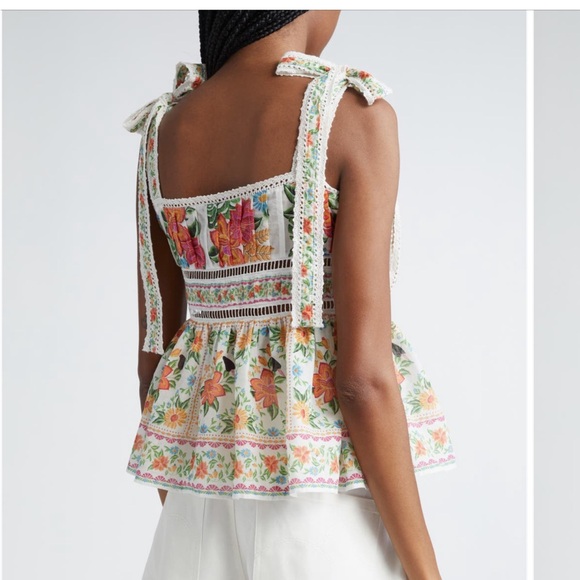 Farm Rio Garden Crochet Peplum Top - Picture 3 of 4